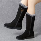 Bottes Fourrées Femme Mi-Mollet, Aspect Daim, Zip, vue 2