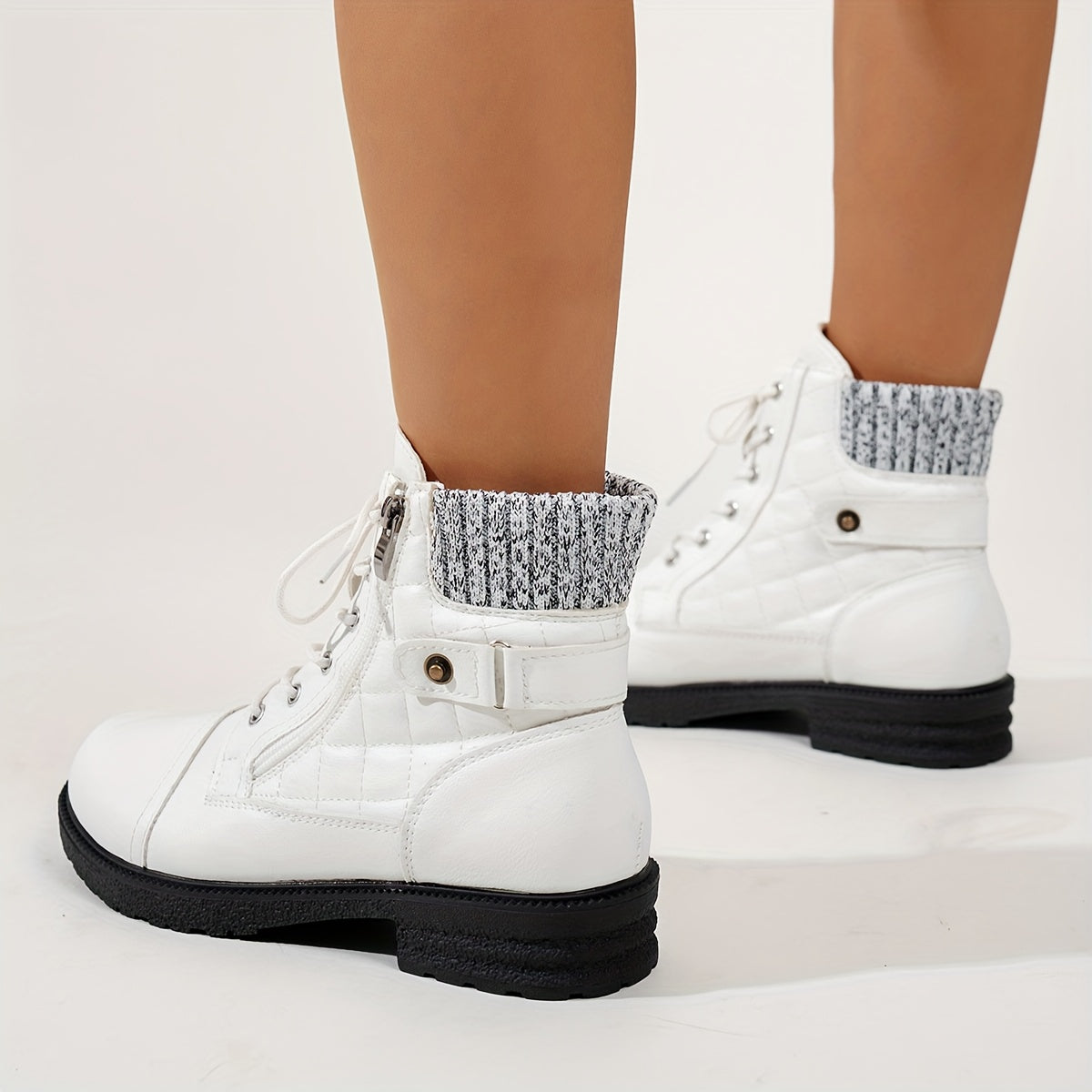 Bottes Femme Western Similicuir, Col Tricoté, vue 10