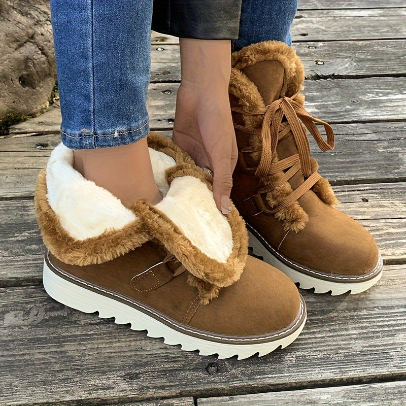 Bottes de Neige Femme Flanelle, Lacets, vue 5