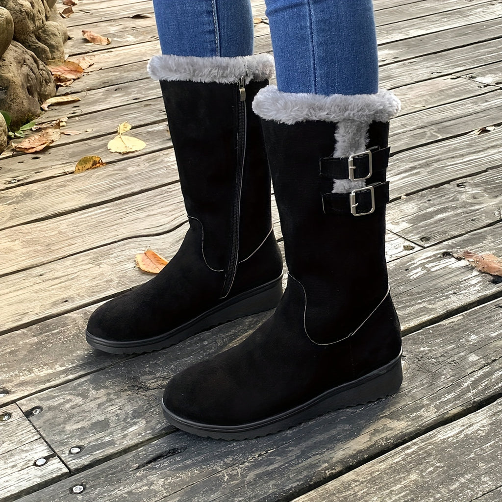 Bottes Femme Mi-Mollet, Flanelle et Velours Côtelé, vue 2
