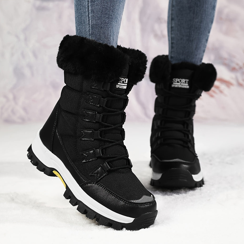 Bottes de Neige Femme, Tissu Enduit, Col Fourrure, vue 7