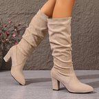 Bottes Hautes Femme Tige Froncée, Aspect Daim, 4 Coloris, vue 9