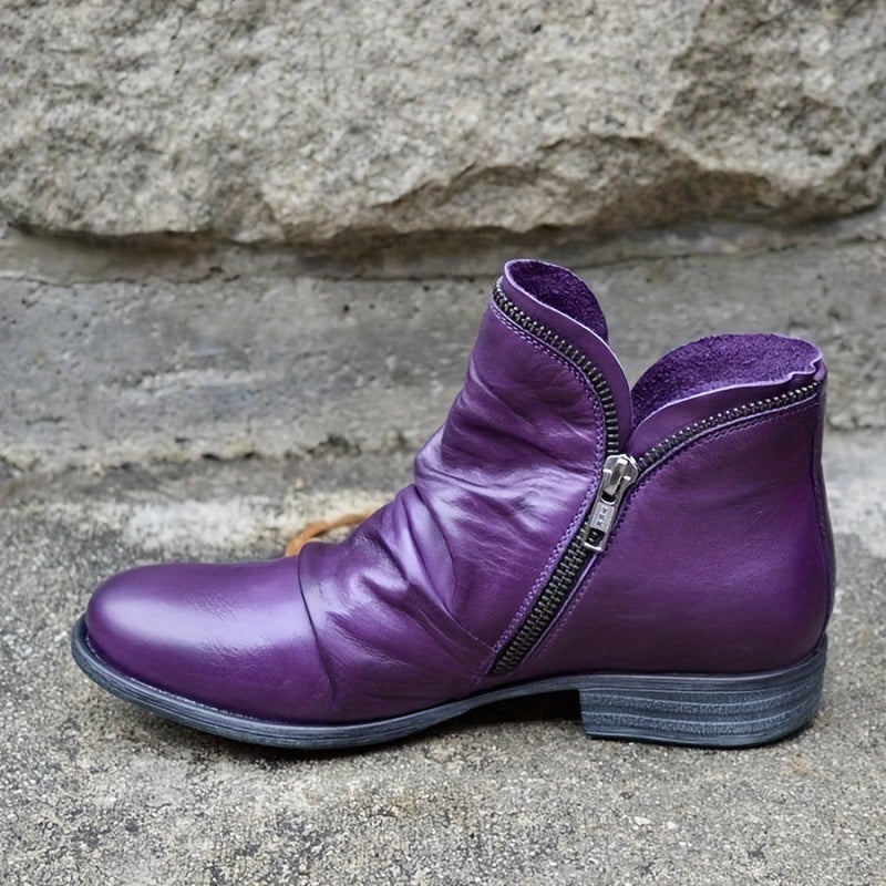 Bottines Femme Double Zip, Talon Bas, vue 7