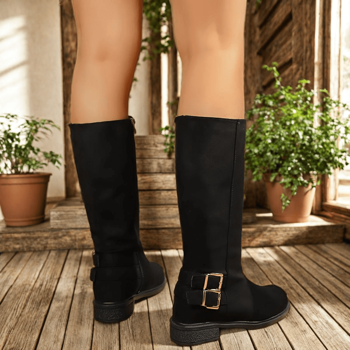 Bottes Hautes Femme Mollet Large, Aspect Daim, Fourrées, vue 5
