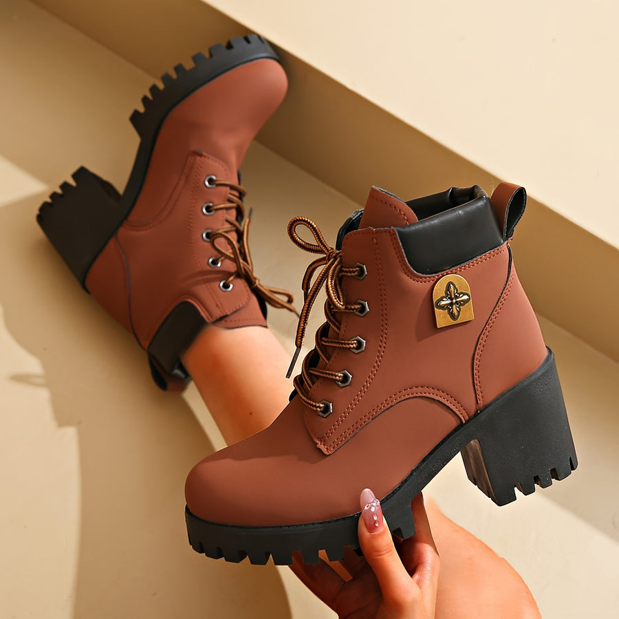 Bottes à Lacets Femme, Talon Haut Cranté, 5 Coloris – coloris bordeaux