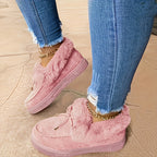Chausson Botte Femme Plateforme, Col Fourrure – coloris rose