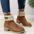 Bottes Fourrées Femme Courtes, Col Sherpa, Aspect Daim, vue 15