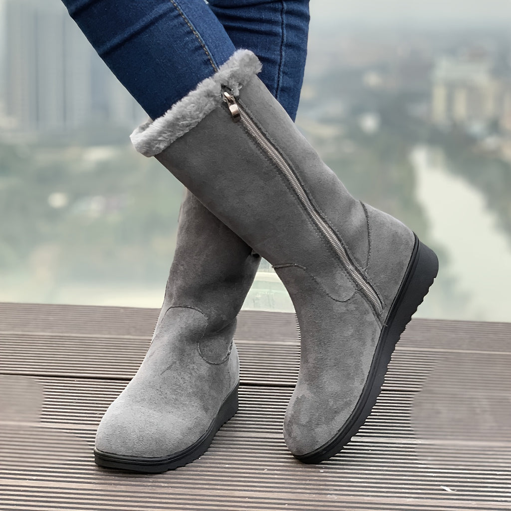 Bottes Femme Mi-Mollet, Flanelle et Velours Côtelé, vue 4
