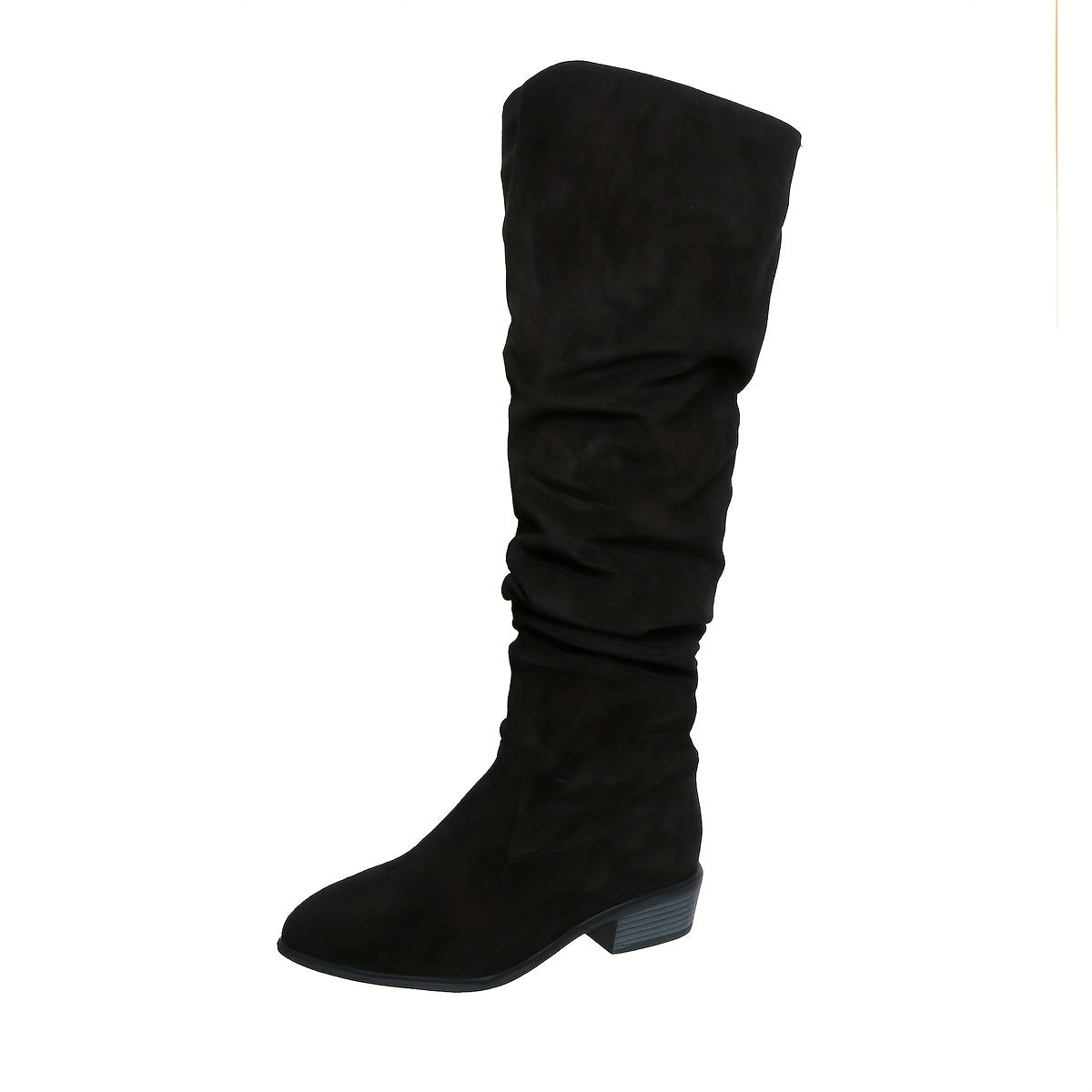 Bottes Cuissardes Femme Aspect Daim, Tige Froncée, 3 Coloris – coloris noir