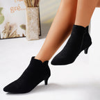 Bottines Femme Petit Talon, Aspect Daim, Noir ou Café, vue 5
