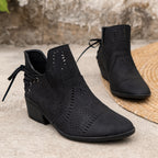Bottines Ajourées Femme, Effet Daim, 3 Coloris – coloris noir, vue 4