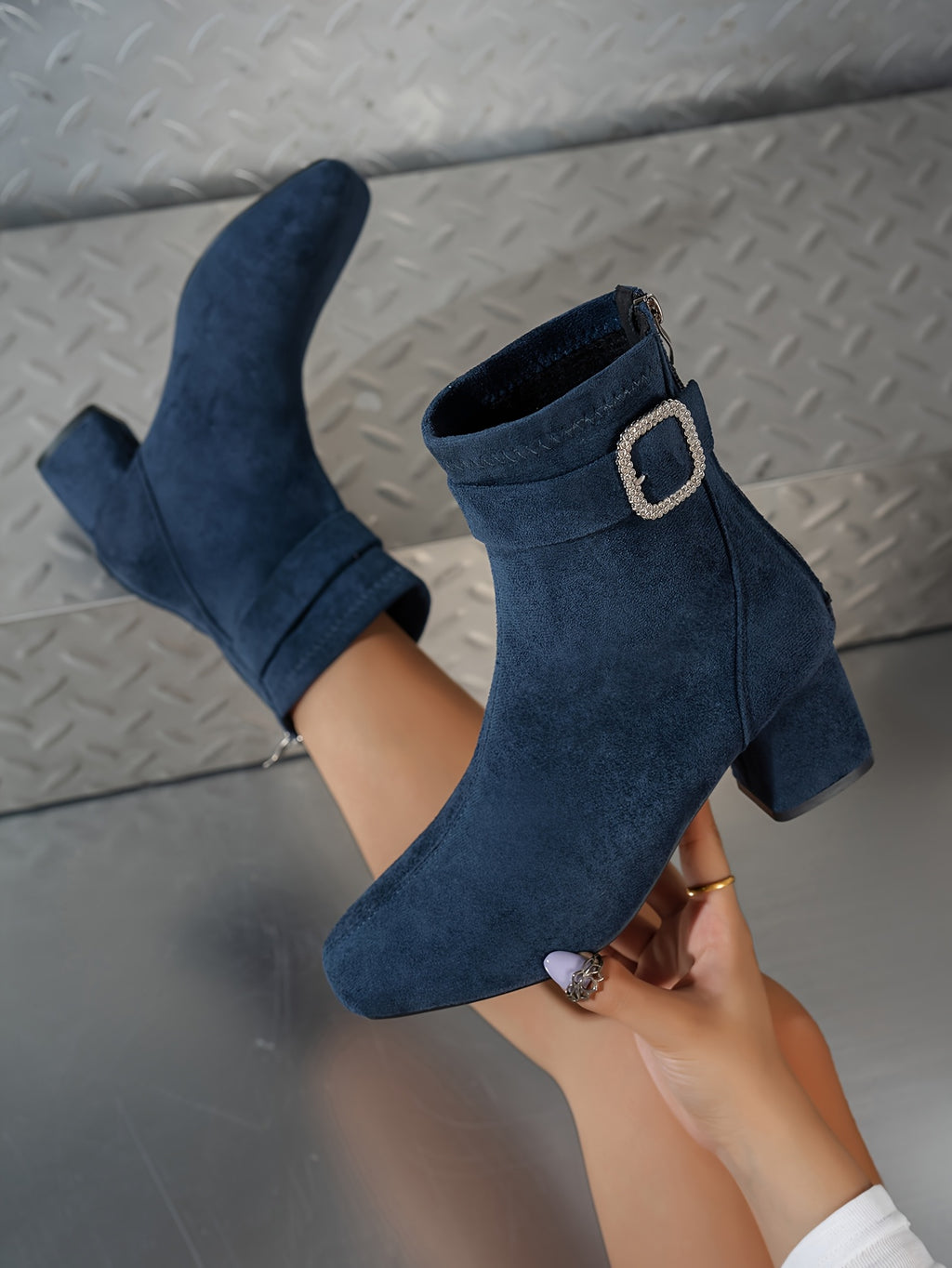 Bottines Femme Bout Carré, Talon Bloc, vue 20