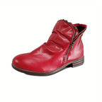 Bottines Femme Double Zip, Talon Bas – coloris rouge