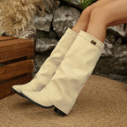 Bottes à Revers Femme en Tissu, Fermoir Doré, vue 6