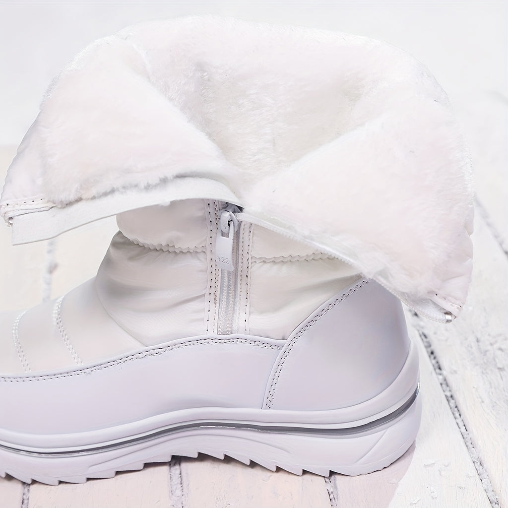 Bottes de Neige Femme Matelassées, Zip, Blanc ou Noir, vue 2