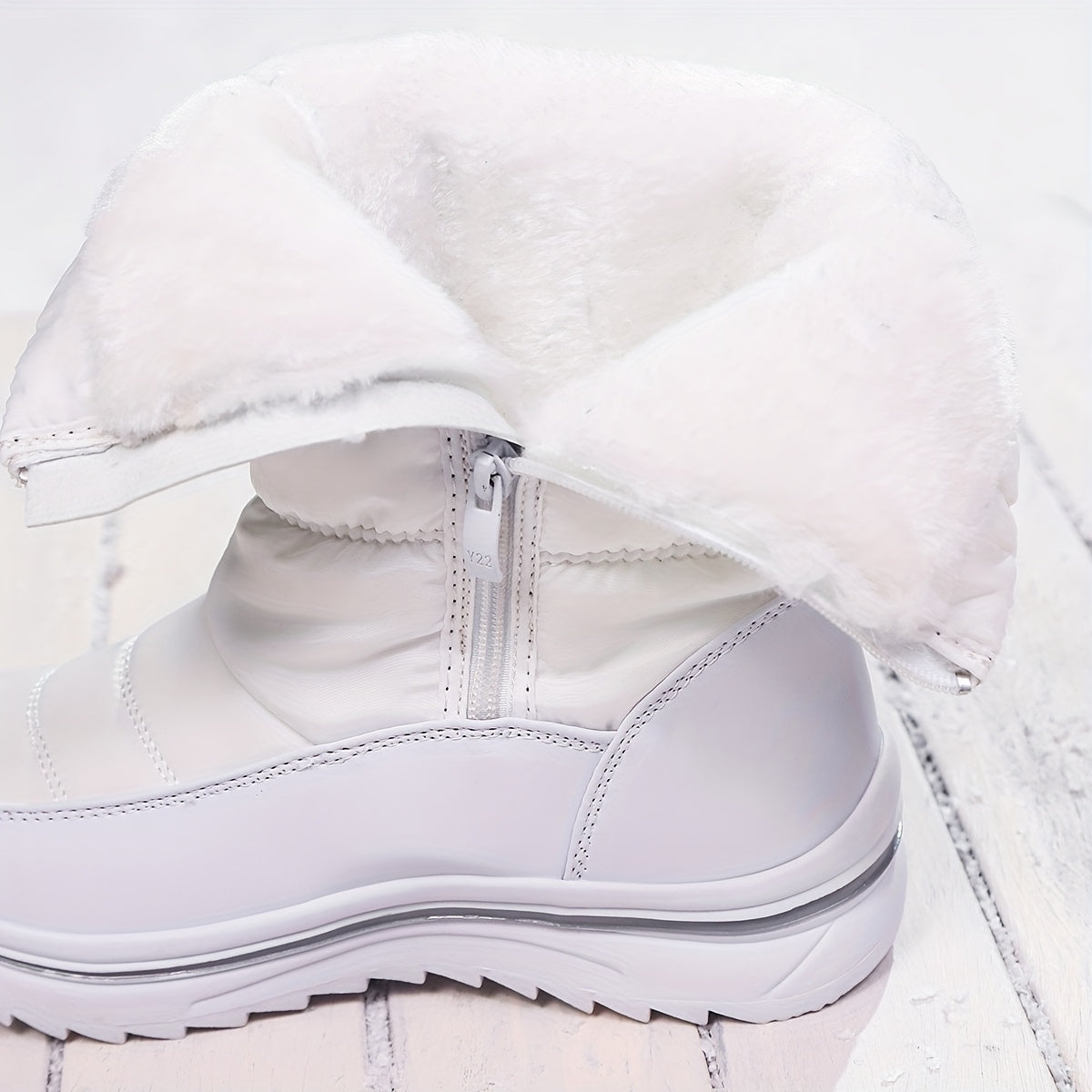 Bottes de Neige Femme Matelassées, Zip, Blanc ou Noir, vue 2