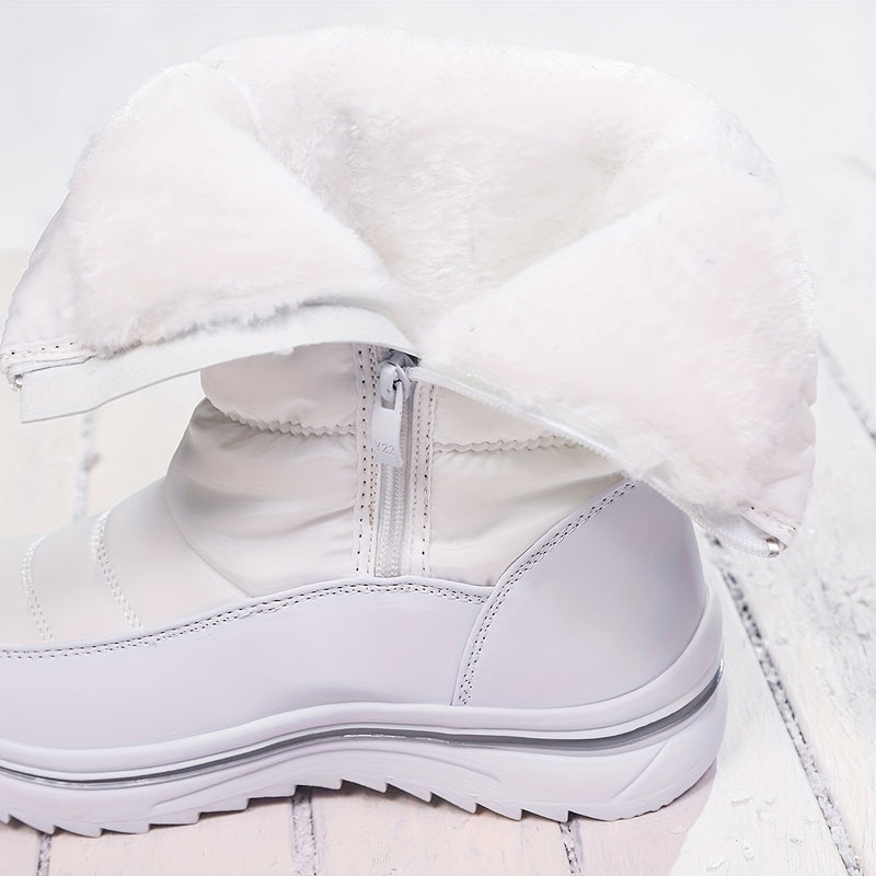 Bottes de Neige Femme Matelassées, Zip, Blanc ou Noir, vue 2