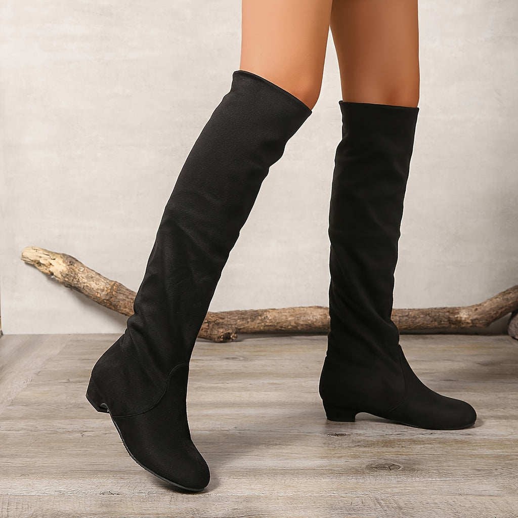 Bottes Hautes Femme Flanelle, Talon Bas, vue 4