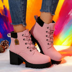 Bottes à Lacets Femme, Talon Haut Cranté, 5 Coloris, vue 4