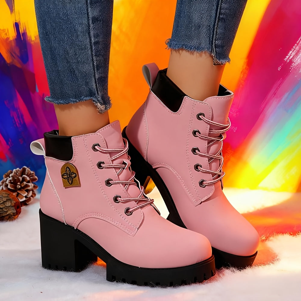 Bottes à Lacets Femme, Talon Haut Cranté, 5 Coloris, vue 4