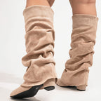 Bottes Tombantes Femme Mollet Large, Aspect Daim, Bout Pointu, vue 3