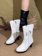 Bottes Mi-Hautes Femme Similicuir, Nœud, vue 10