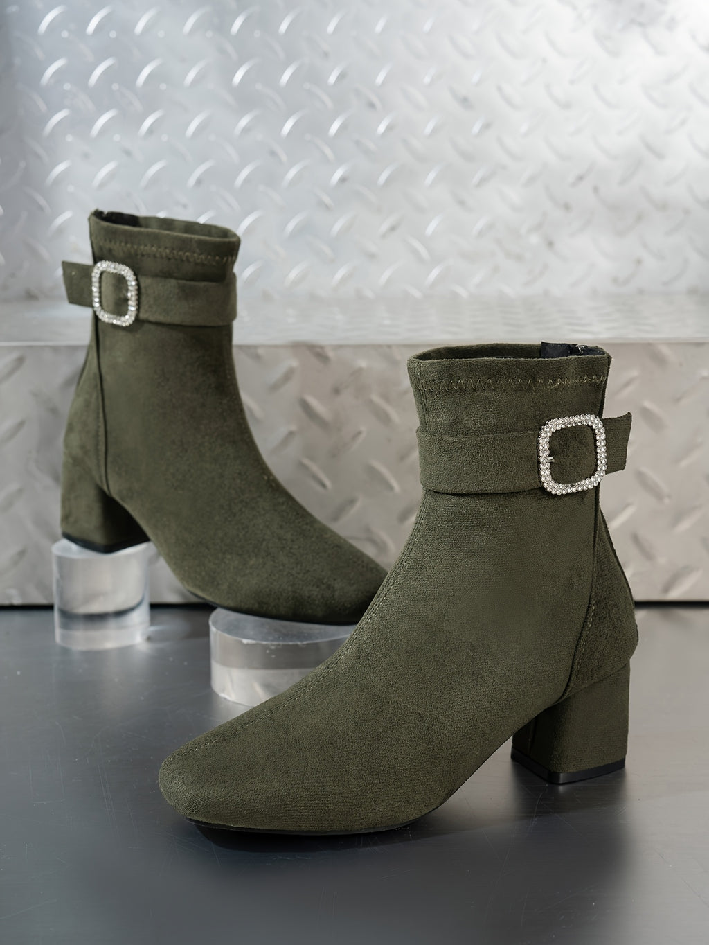Bottines Femme Bout Carré, Talon Bloc, vue 13