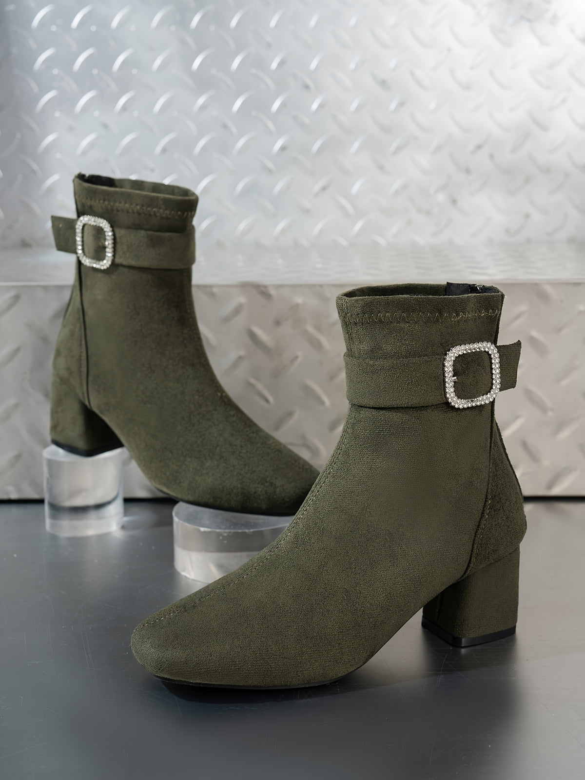 Bottines Femme Bout Carré, Talon Bloc, vue 13
