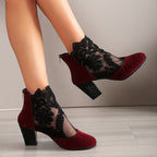 Bottines Femme Dentelle Florale sur Résille, vue 21