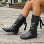 Bottes Mi-Mollet Femme, Ruban Décoratif, vue 4