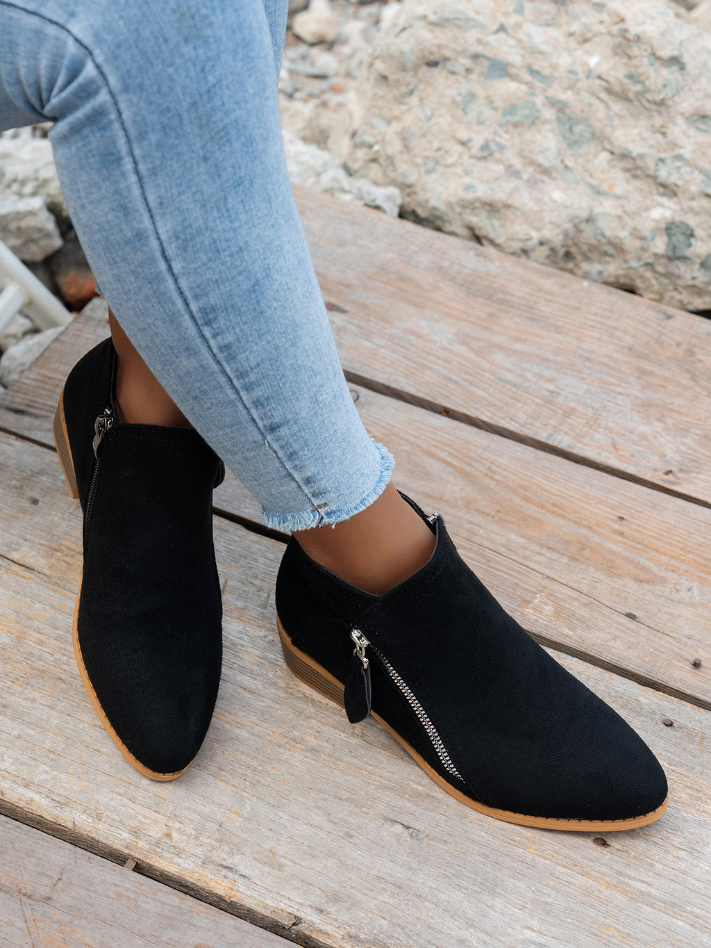 Bottines Femme Bout Pointu, Zip Décoratif, vue 3