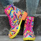 Bottes Rangers Femme à Lacets, Tissu Imprimé, vue 3