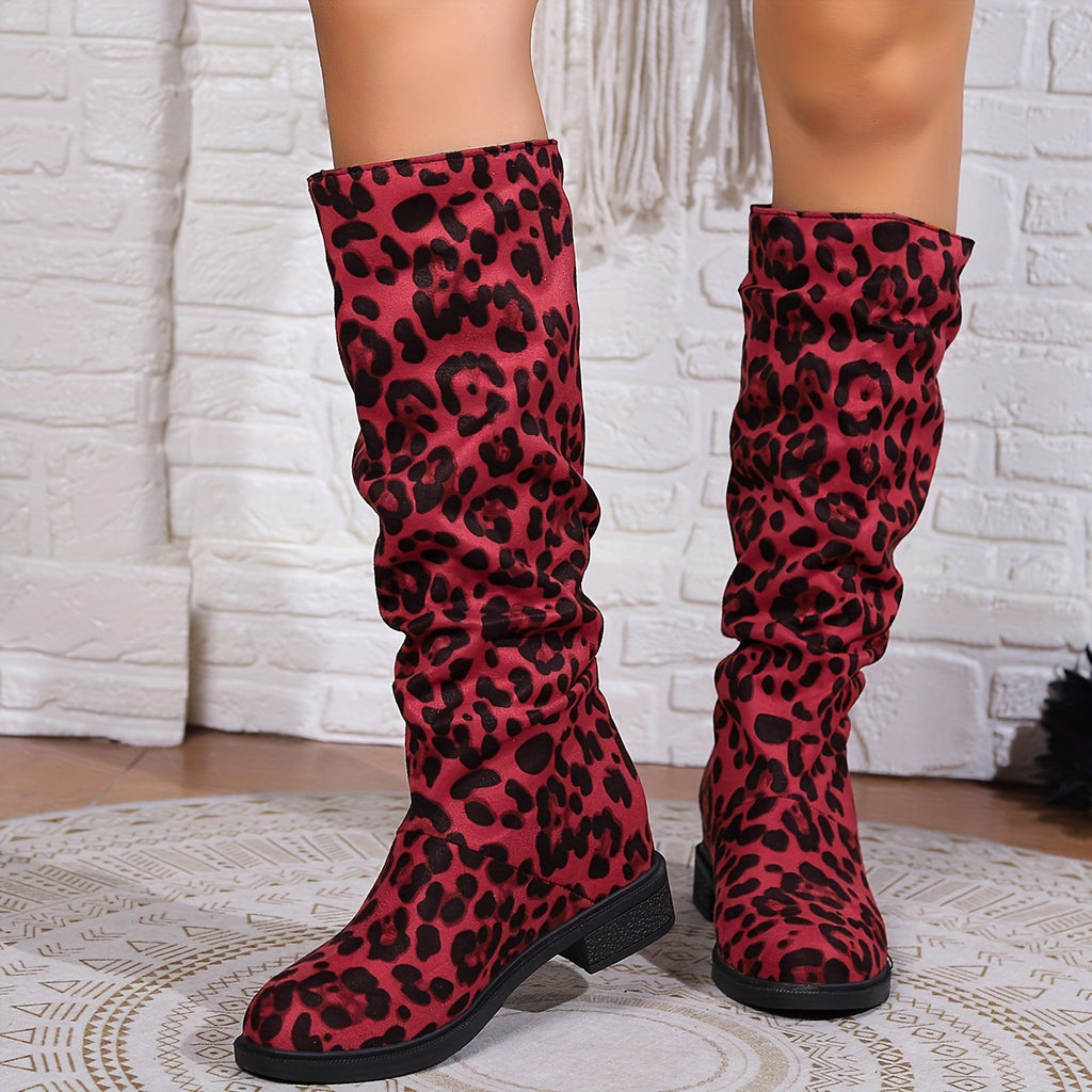 Bottes Hautes Femme Imprimé Léopard, Talon Bas, vue 12