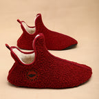 Chausson Botte Femme en Bouclette, à Enfiler – coloris bordeaux