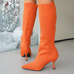 Bottes Hautes Femme en Maille, Talon Aiguille, 6 Coloris, vue 11