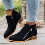 Bottines Femme Bout Pointu, Zip Décoratif – coloris noir