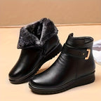 Bottines Chaudes Femme Similicuir, Doublure Peluche – coloris noir, doublure noire