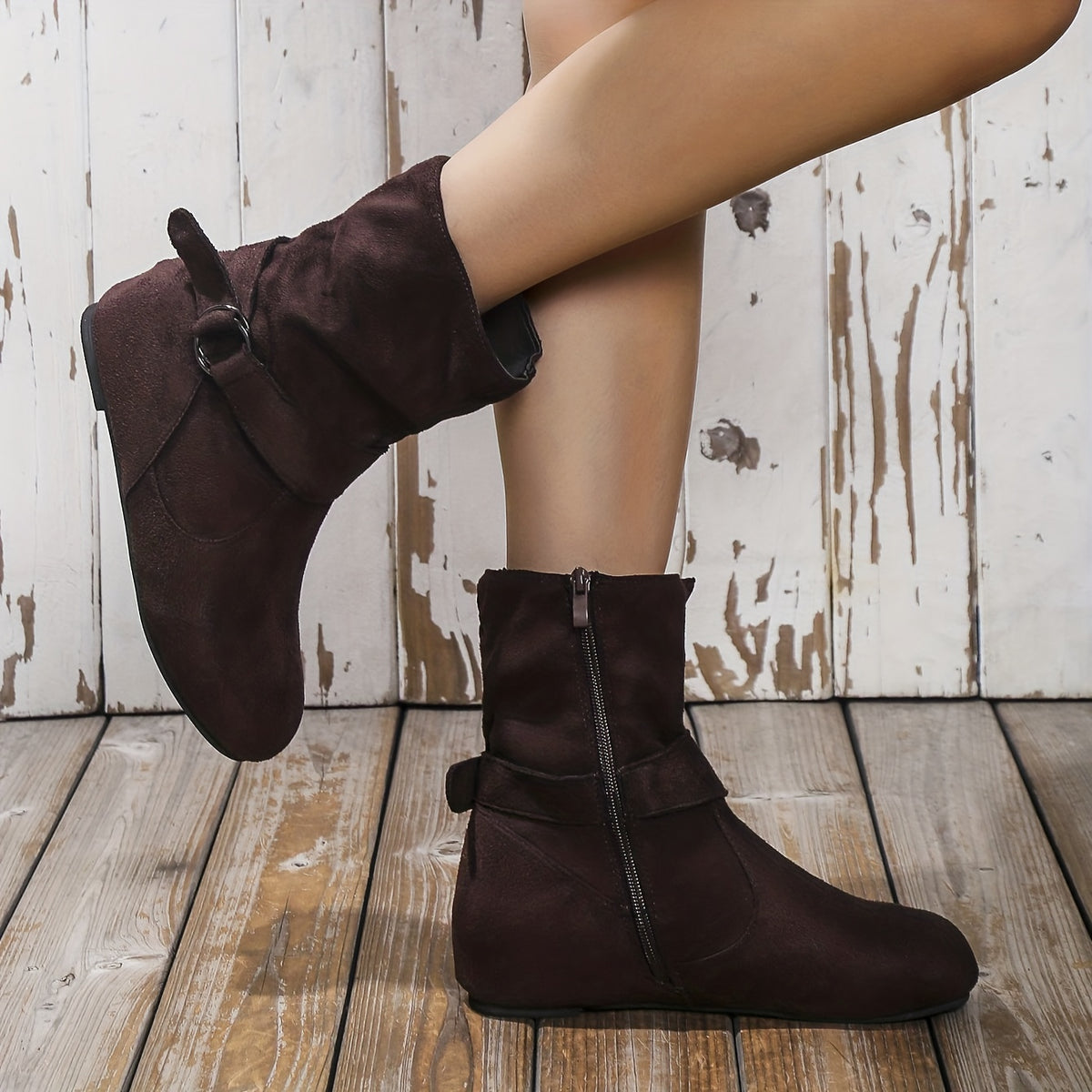 Bottines Femme Basses, Boucle Décorative – coloris café