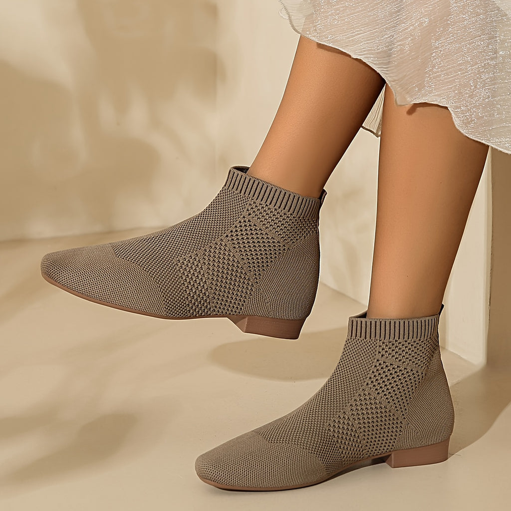 Bottines Chaussettes Femme Tricot, Bout Carré, vue 4