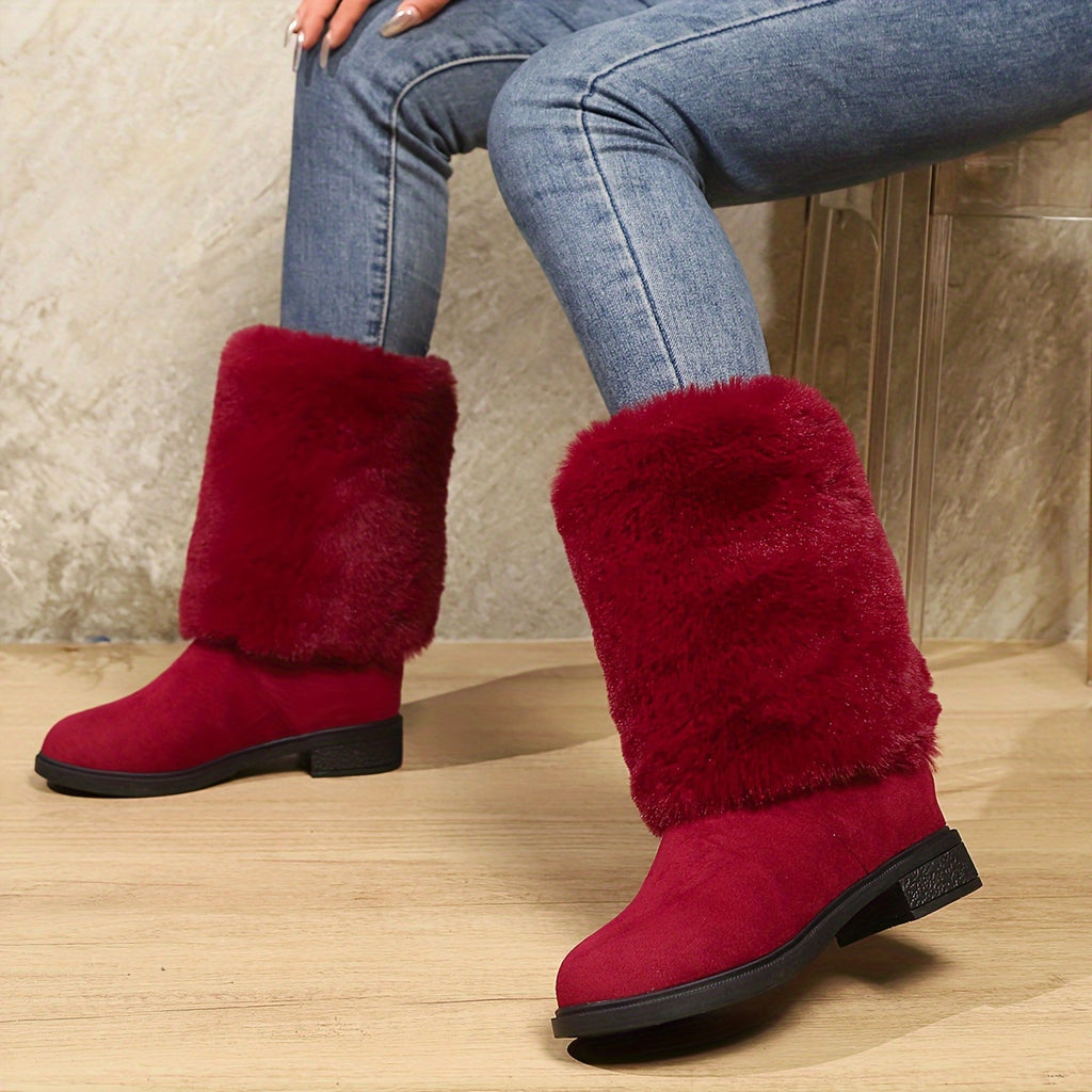 Bottes Femme Peluche, Revers Fausse Fourrure, vue 5