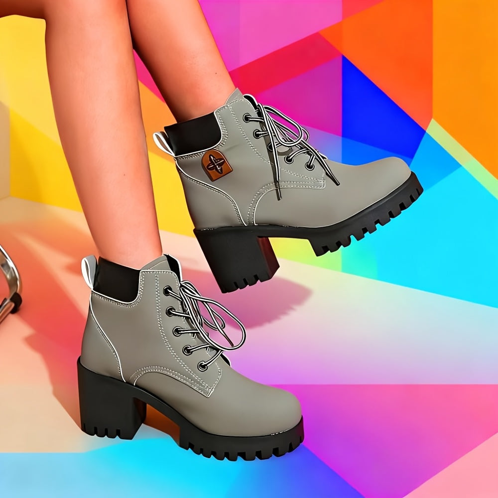 Bottes à Lacets Femme, Talon Haut Cranté, 5 Coloris, vue 9