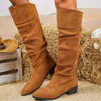Bottes Hautes Femme Froncées, Aspect Daim, Revers, 5 Coloris, vue 8