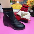 Bottines Compensées Femme, Doublure Peluche, Col Côtelé, vue 2