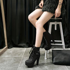 Bottines Plateforme Femme Similicuir, Lacets et Boucles, vue 8