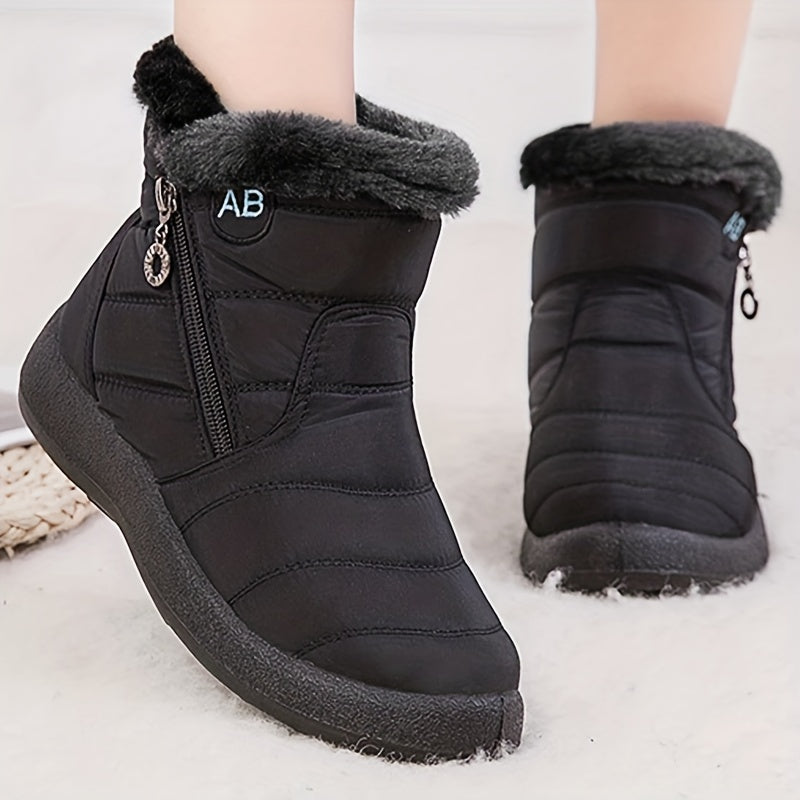 Bottes Femme Zippées, Col Fausse Fourrure, du 35 au 41 – coloris noir