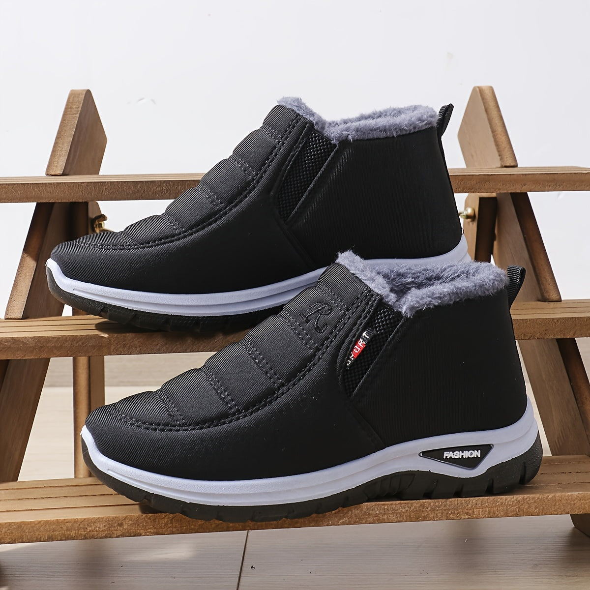 Bottines Femme Flanelle, Antidérapantes, à Enfiler, vue 4