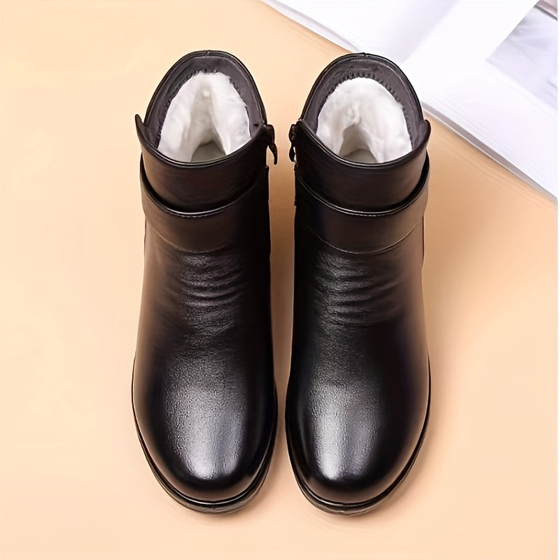 Bottines Chaudes Femme Similicuir, Doublure Peluche
