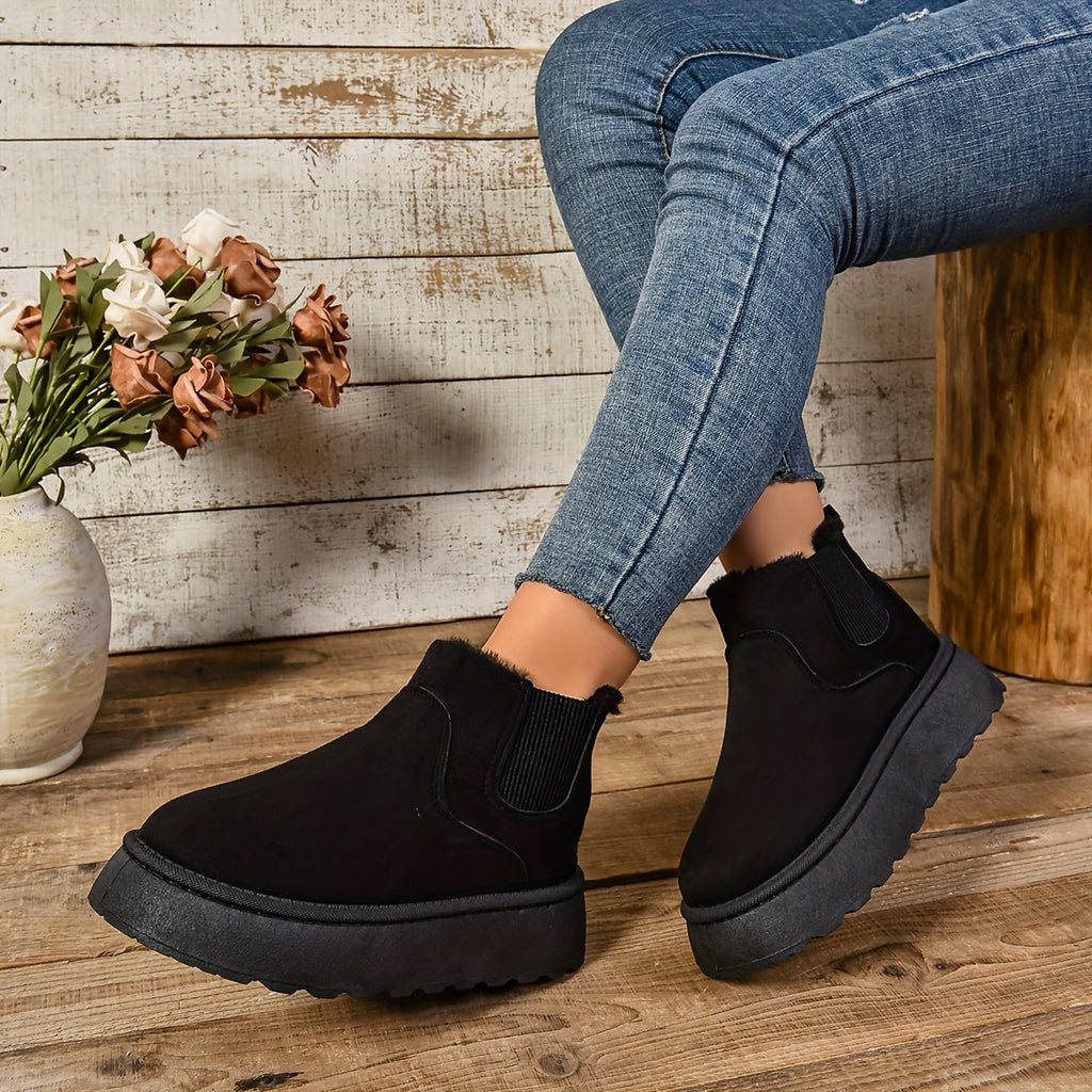 Bottines Chelsea Plateforme Femme, Col Fourrure, vue 4