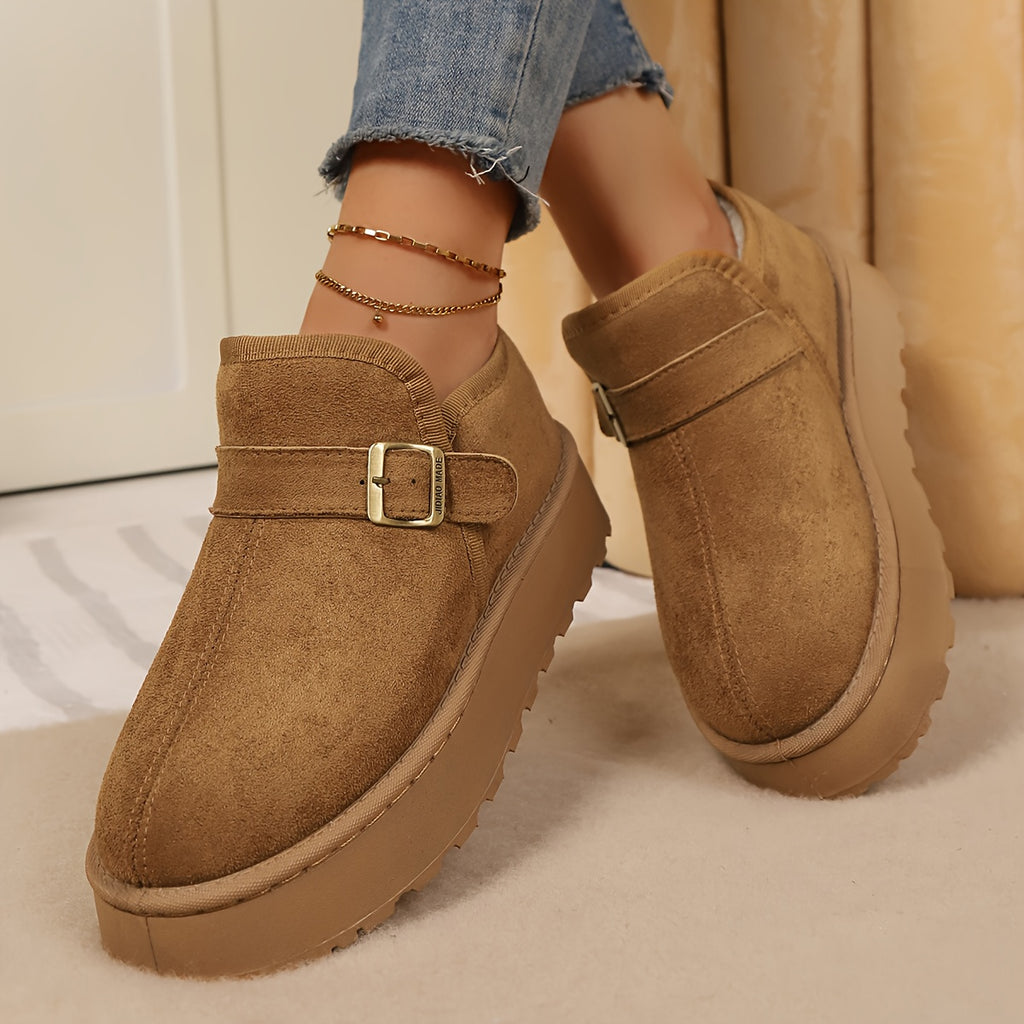 Bottines Plateforme Femme Aspect Daim, Sangle à Boucle, vue 9