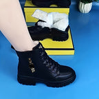Bottines Femme Noires Plateforme, Lacets et Zip – coloris noir
